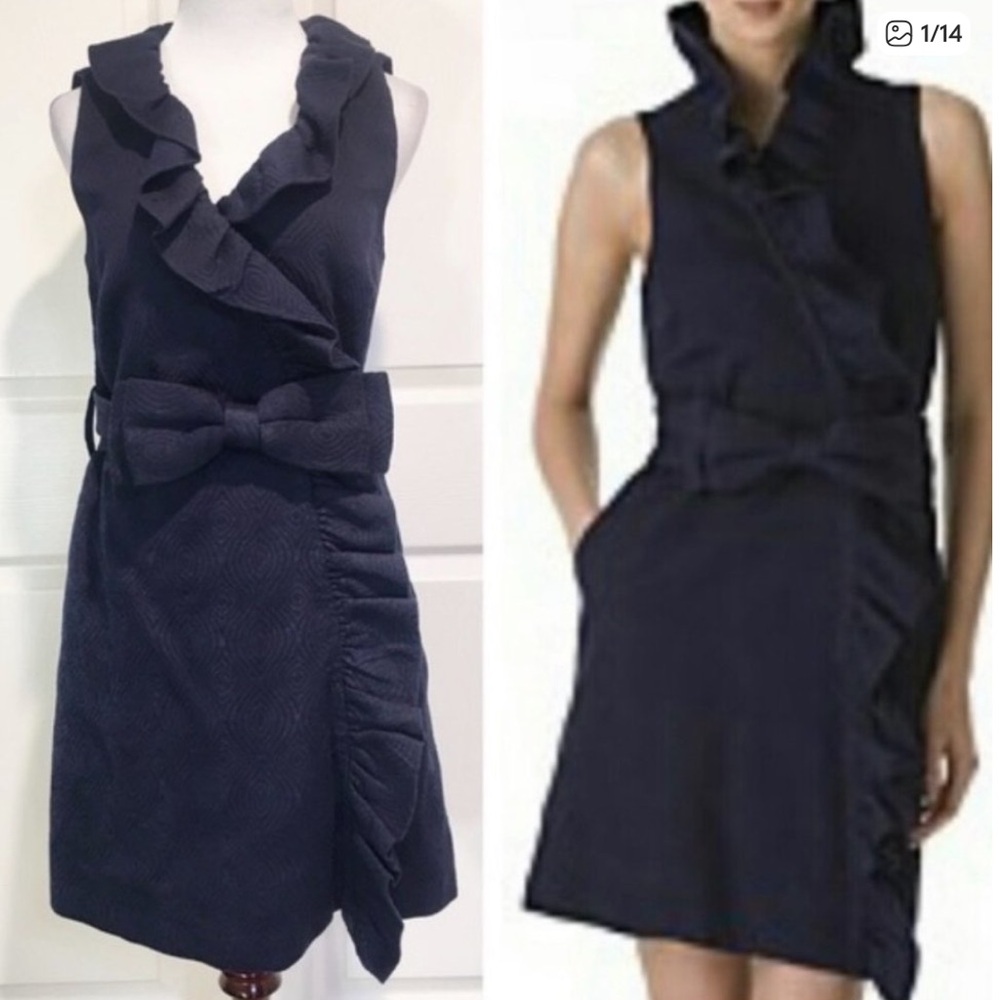 Milly Blue Ruffle Bow Belt Dress